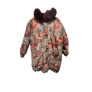 Vintage 90 S Bernardo Stadium‎ parka Small RN 77117  Floral Fur Toggle Coat